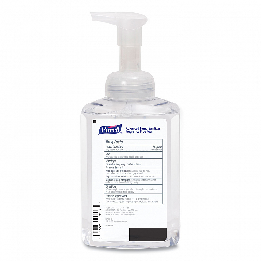 Advanced Hand Sanitizer Foam, 515 mL, Pump Bottle, Fragrance-Free, 4/Carton (500904CT)