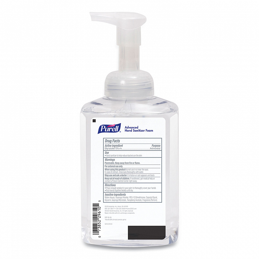 Advanced Hand Sanitizer Foam, 515 mL, Pump Bottle, Clean Scent, 4/Carton (501004CT)