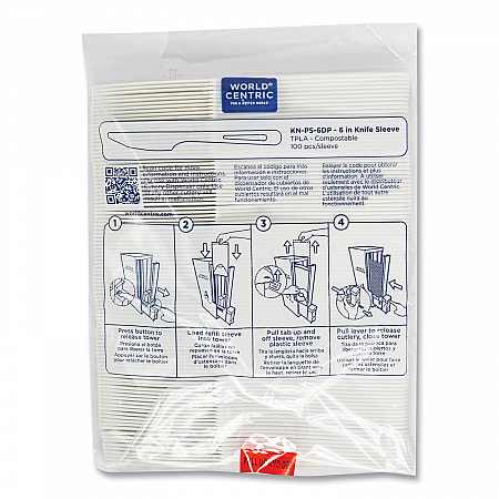 Cutlery Dispenser Refills, Knife, Plastic, Light Beige, 100/Bag, 10 Bags/Carton (KNPS6DP)