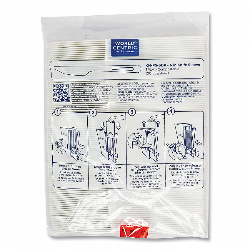Cutlery Dispenser Refills, Knife, Plastic, Light Beige, 100/Bag, 10 Bags/Carton (KNPS6DP)