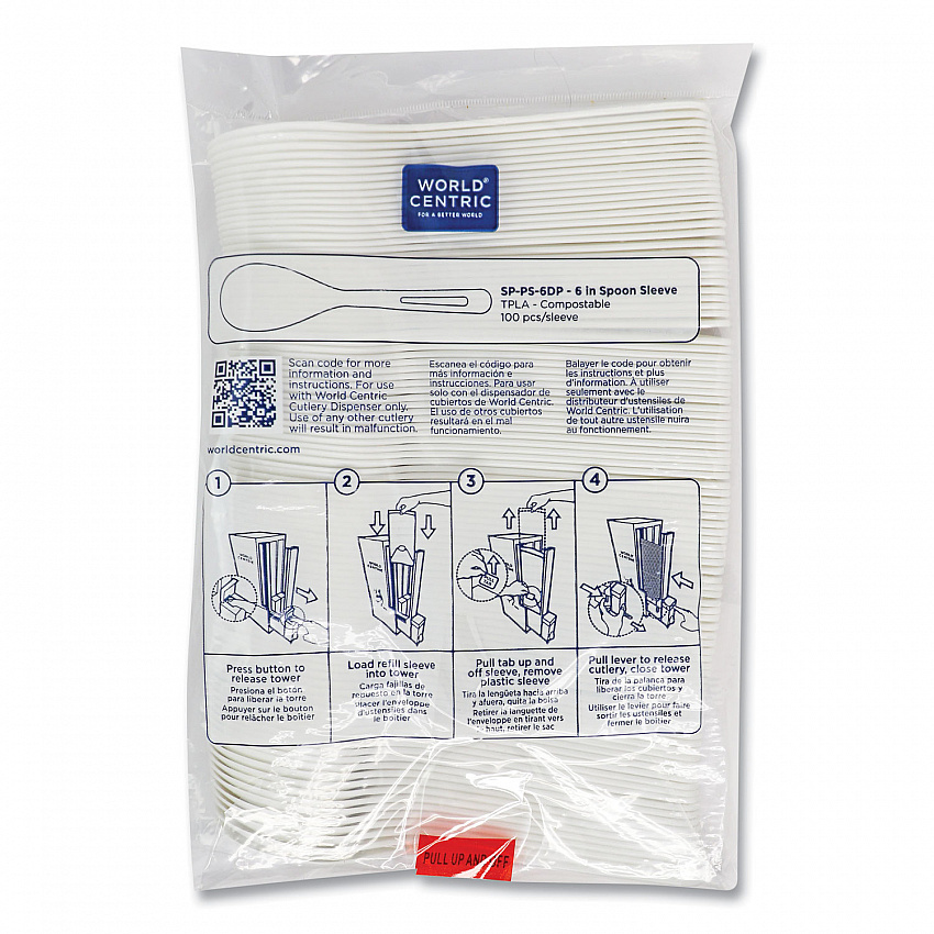 Cutlery Dispenser Refills, Spoon, Plastic, Light Beige, 100/Bag, 10 Bags/Carton (SPPS6DP)