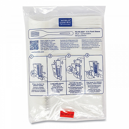 Cutlery Dispenser Refills, Fork, Plastic, Light Beige, 100/Bag, 10 Bags/Carton (FOPS6DP)