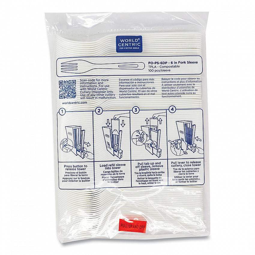 Cutlery Dispenser Refills, Fork, Plastic, Light Beige, 100/Bag, 10 Bags/Carton (FOPS6DP)