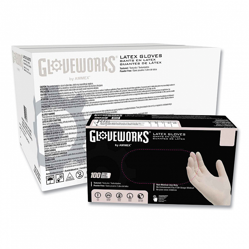 Latex Disposable Gloves, Powder-Free, Medium, 4 mil Thick, 9.5" Long, Ivory, 100/Box, 10 Boxes/Carton (TLF44100)
