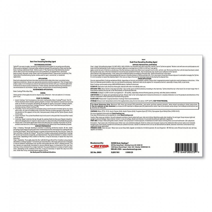 TyKote Recoat Bonding Agent, 1 gal Bottle, 4/Carton (B06914312)