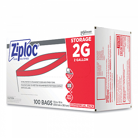 Double Zipper Storage Bags, 2 Gallon, 15