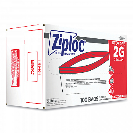 Double Zipper Storage Bags, 2 Gallon, 15