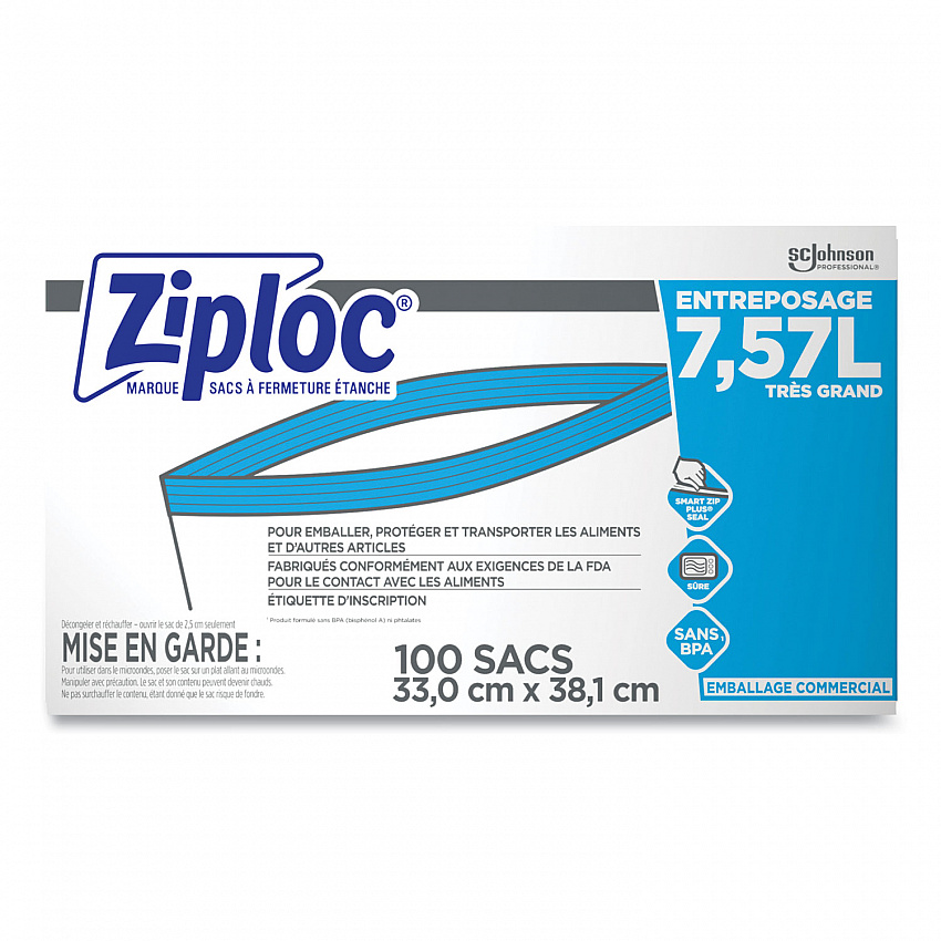 Zipper Freezer Bags, 2 gal, 13" x 15.5", Clear, 100/Carton (682254)