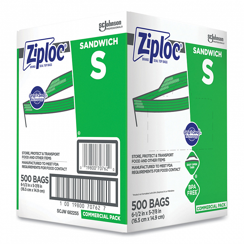 Resealable Sandwich Bags, 6.5" x 6", Clear, 500/Box (373953)
