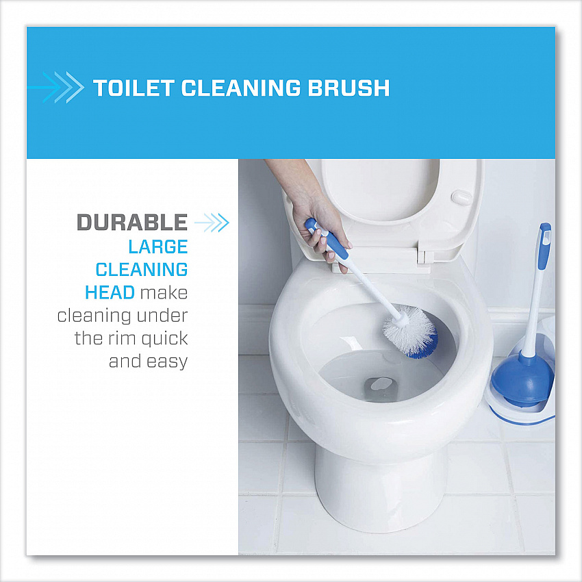 Turbo Plunger and Bowl Brush Set, 12.5" Plastic Handle, 6" dia, White (440436)