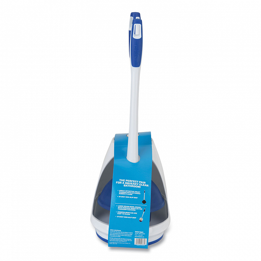 Turbo Plunger and Bowl Brush Set, 12.5" Plastic Handle, 6" dia, White (440436)