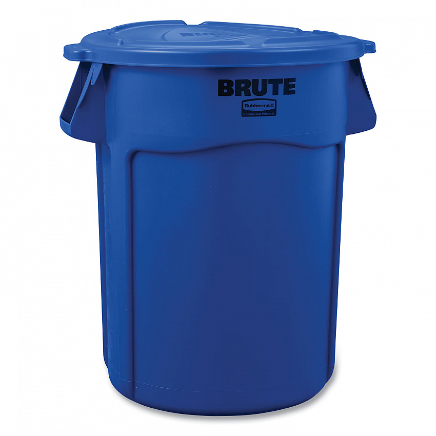 BRUTE Self-Draining Flat Top Lids, for 44-gal Round Brute Container, 24.5 dia, Blue, 4/Carton (1779636CT1)