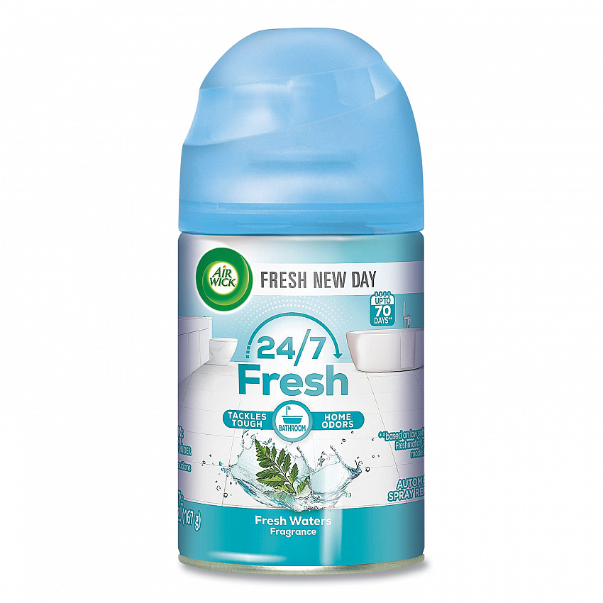 Freshmatic Life Scents Starter Kit, 5.89 oz Fresh Waters Refill/AA Battery, 4 Kits/Carton (88413)