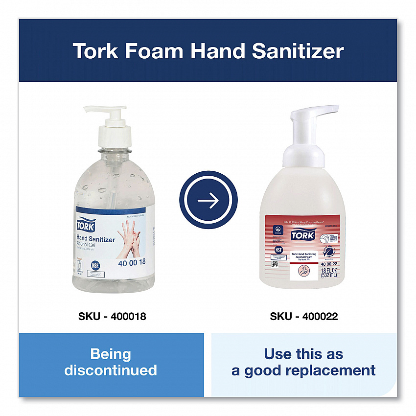 Alcohol Foam Hand Sanitizer, 18 oz Pump Bottle, Unscented, 6/Carton (400022)
