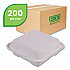 Vanguard Renewable and Compostable Sugarcane Clamshells, 3 Compartments, 8 x 8 x 3, White, 200/Carton (EPHC83NFA)