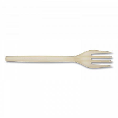 EcoSense Renewable Plant Starch Cutlery, Fork, Plastic, Cream, 50/Pack (EPS002PK)
