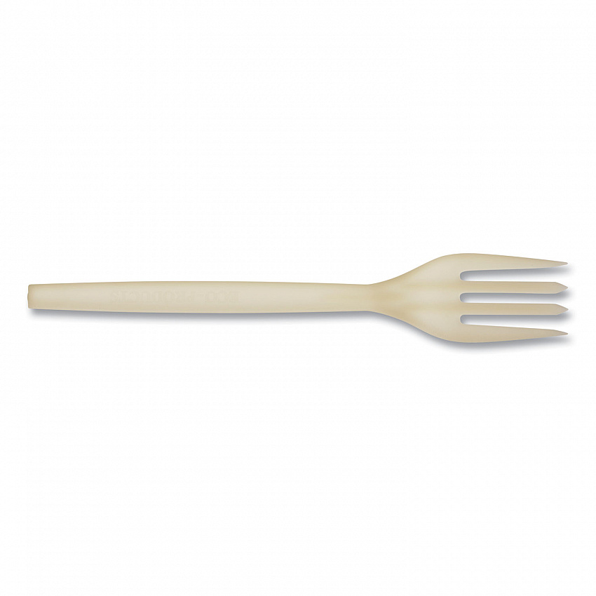 EcoSense Renewable Plant Starch Cutlery, Fork, Plastic, Cream, 50/Pack (EPS002PK)
