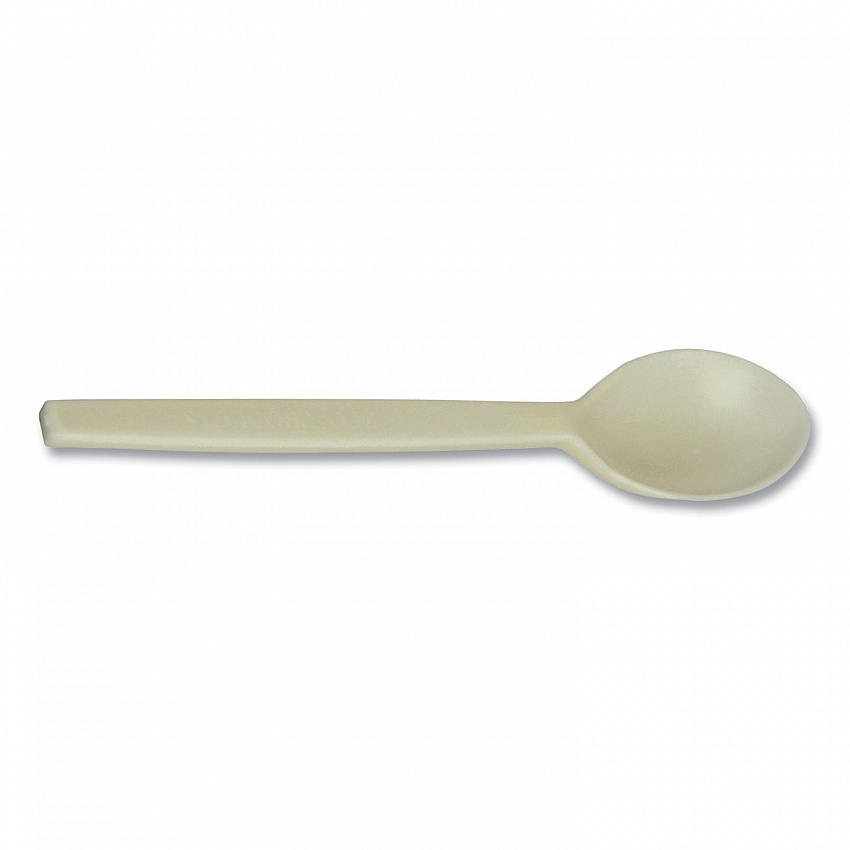 EcoSense Renewable Plant Starch Cutlery, Spoon, Plastic, Cream, 50/Pack (EPS003PK)