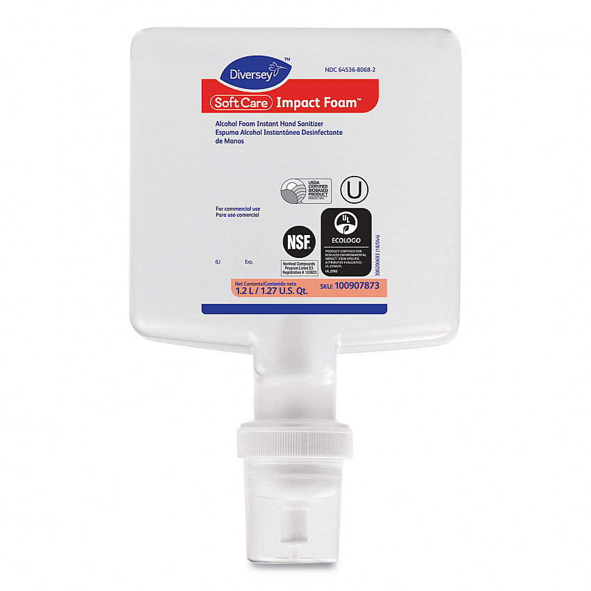 Soft Care Impact Foam Hand Sanitizer for IntelliCare Dispensers, 1,200 mL Cartridge, Alcohol Scent, 6/Carton (100907873)