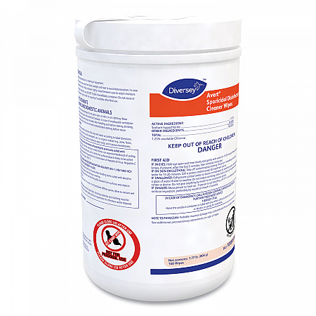 Avert Sporicidal Disinfectant Cleaner Wipes, 6 x 7, Chlorine Scent, 160/Canister, 12/Carton (100895790)
