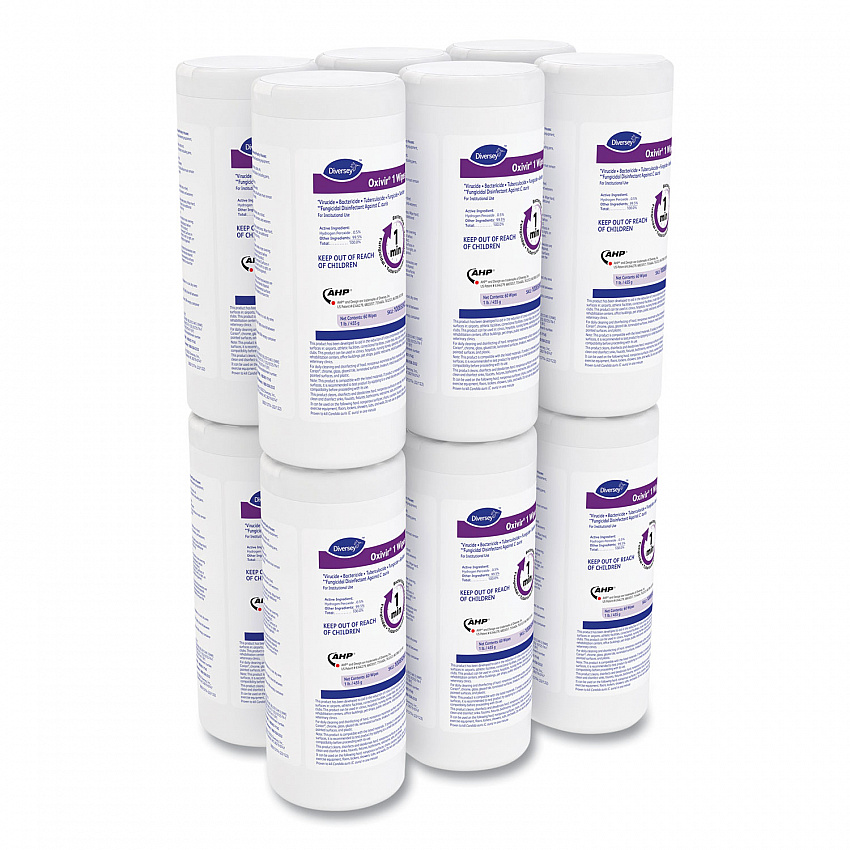 Oxivir 1 Wipes, 1-Ply, 7 x 8, 60/Canister, 12 Canisters/Carton (100850922)