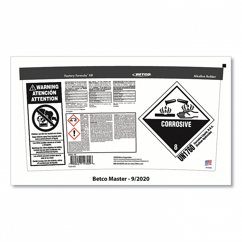 Factory Formula HP Cleaner Degreaser, 5 gal Bucket (1930500)