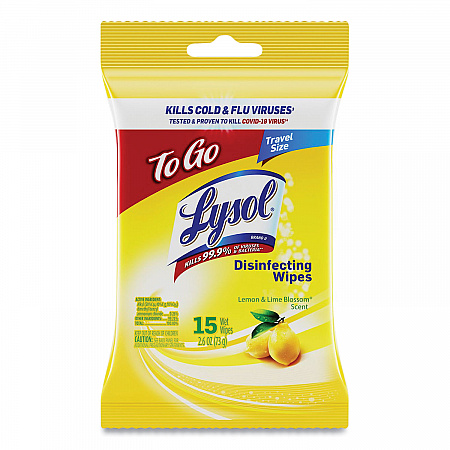 Disinfecting Wipes Flatpacks, 1-Ply, 6.69 x 7.87, Lemon and Lime Blossom, White, 15 Wipes/Flat Pack, 24 Flat Packs/Carton (99799CT)