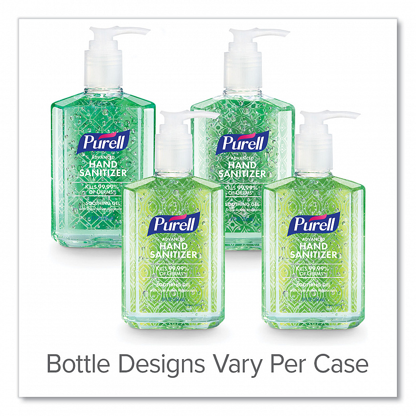 Advanced Hand Sanitizer Soothing Gel, 8 oz Pump Bottle, Fresh Scent, 4/Pack (967406ECDPK)