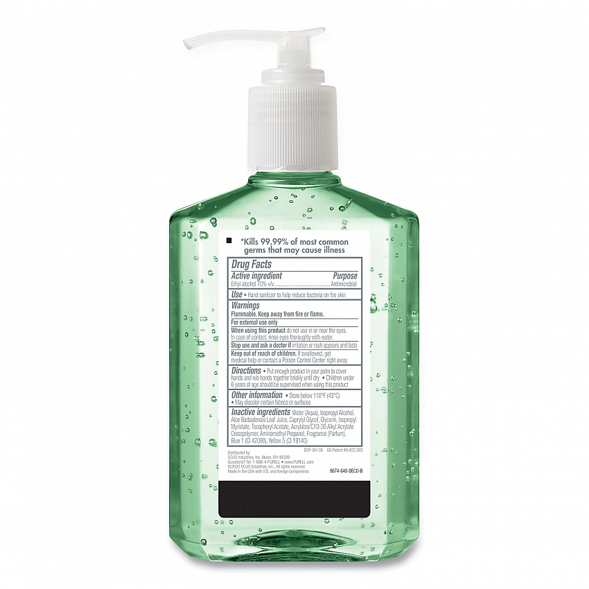 Advanced Hand Sanitizer Soothing Gel, 8 oz Pump Bottle, Fresh Scent, 4/Pack (967406ECDPK)