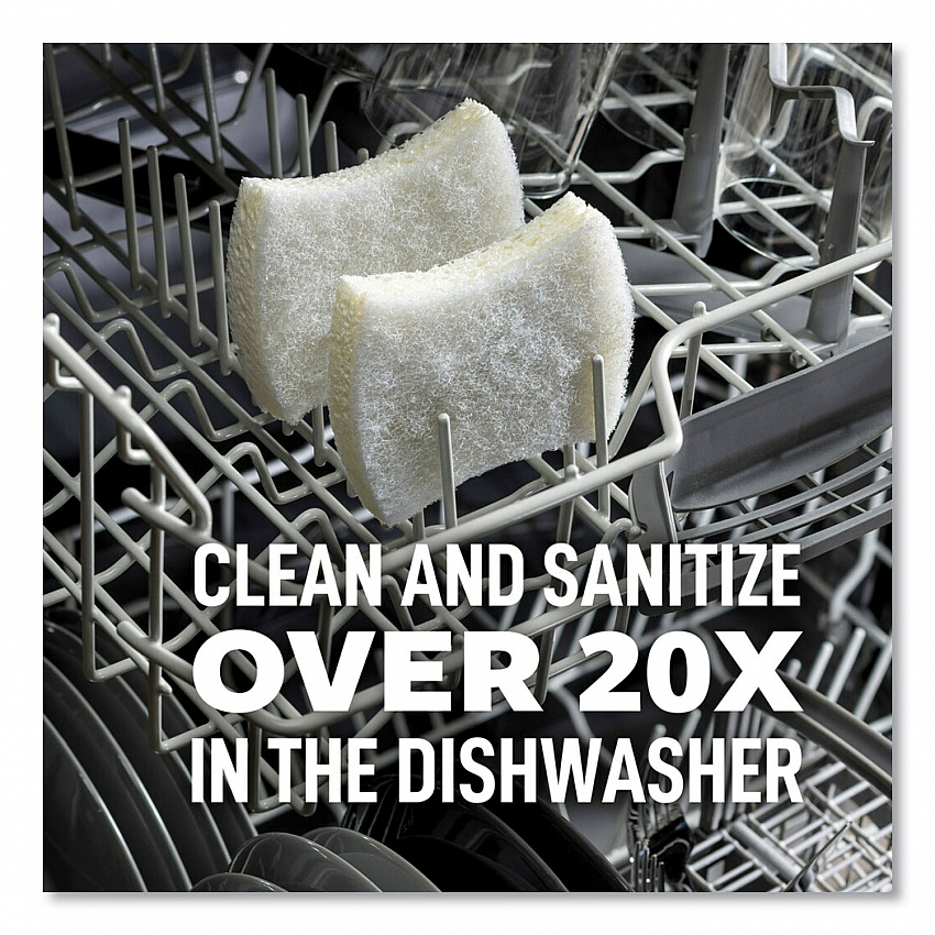 Greener Clean Non-Scratch Scrub Sponge, 2.6 x 3.3, 0.7" Thick, White, 6/Pack (97036UG)