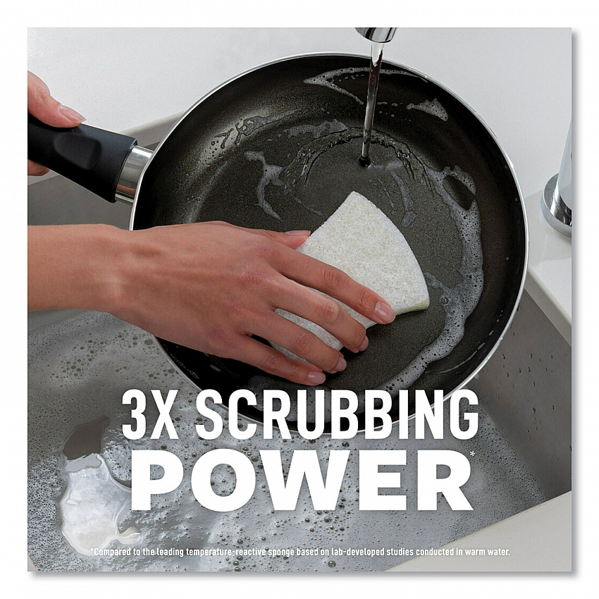 Greener Clean Non-Scratch Scrub Sponge, 2.6 x 3.3, 0.7" Thick, White, 6/Pack (97036UG)