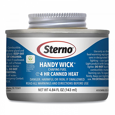 Handy Wick Chafing Fuel, Methanol, 4 Hour Burn, 4.84 oz Can, 24/Carton (10364)