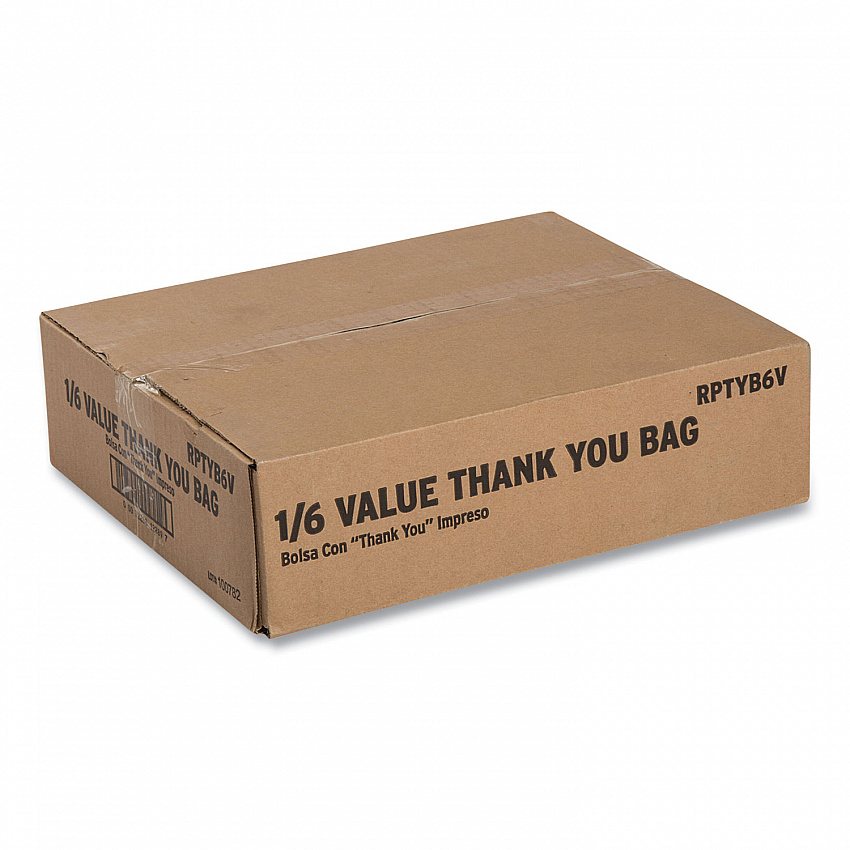 Thank You Bags, Thank You - Have a Nice Day Labeling, Cut-Out Handles, 11.5" x 6.5" x 20", White/Red, 775/Carton (RPTYB6V)