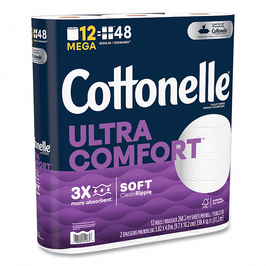 Ultra ComfortCare Toilet Paper, Soft Tissue, Septic Safe, 2-Ply, White, 284 Sheets/Roll, 12 Rolls/Pack, 48 Rolls/Carton (55494)