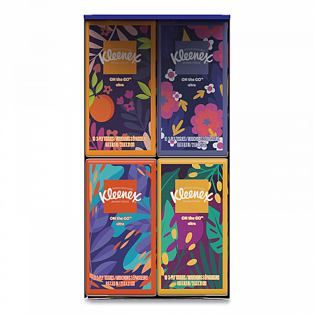 On The Go Packs Facial Tissues, 3-Ply, White, 10 Sheets/Pouch, 16 Pouches/Pack,  6 Packs/Carton (54635)