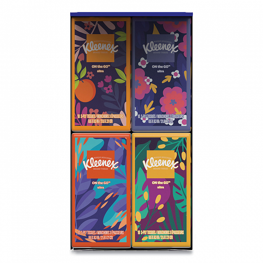 On The Go Packs Facial Tissues, 3-Ply, White, 10 Sheets/Pouch, 16 Pouches/Pack,  6 Packs/Carton (54635)