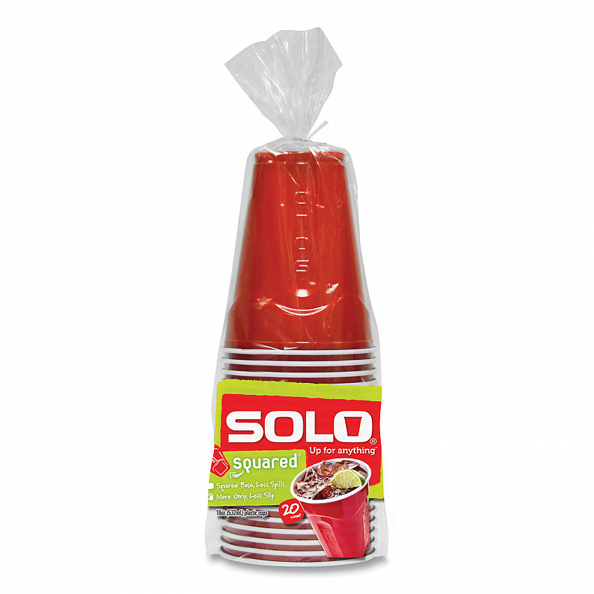 Squared Plastic Party Cups, 18 oz, Red, 240/Carton (SQ182020004)