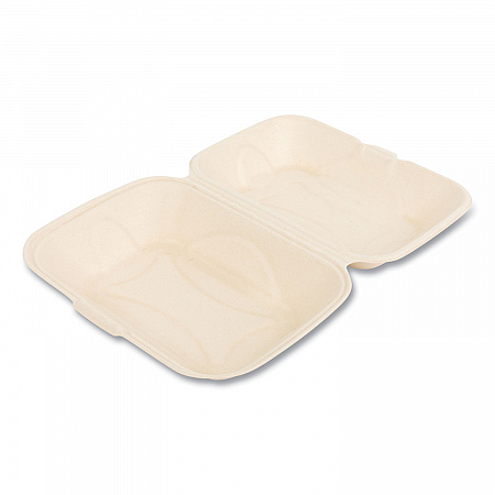 Bagasse PFAS-Free Food Containers, Hoagie/Hinged Lid, 6 x 3 x 9, Tan, Sugarcane, 250/Carton (HINGE96NPFA)