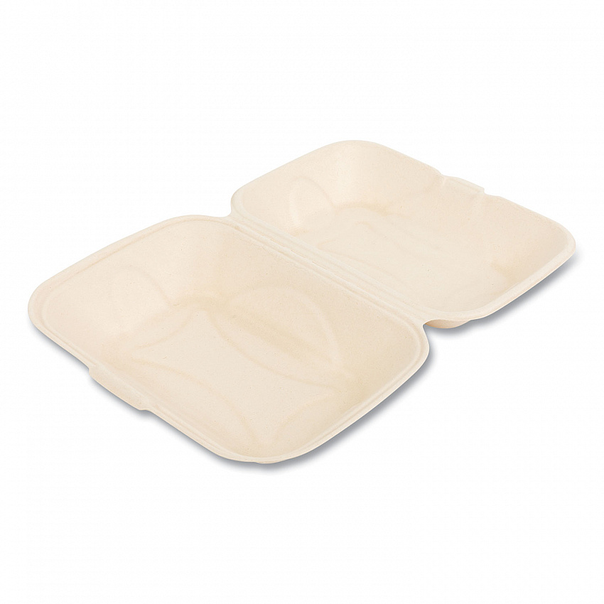 Bagasse PFAS-Free Food Containers, Hoagie/Hinged Lid, 6 x 3 x 9, Tan, Sugarcane, 250/Carton (HINGE96NPFA)