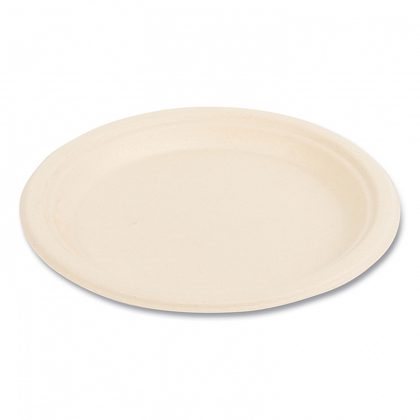 Bagasse PFAS-Free Dinnerware, Plate, Sugarcane, 9" dia, Tan, 500/Carton (PLATE9NPFA)