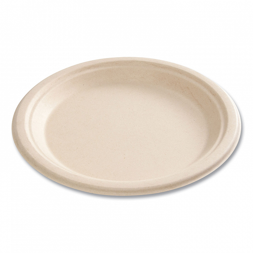 Bagasse PFAS-Free Dinnerware, Plate, Sugarcane, 9" dia, Tan, 500/Carton (PLATE9NPFA)