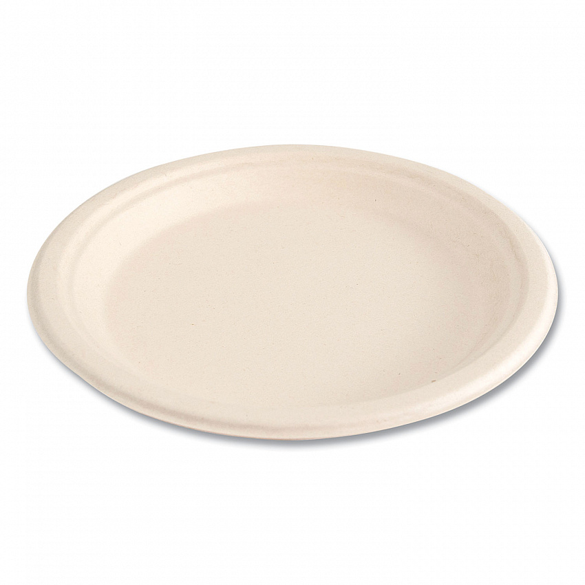 Bagasse PFAS-Free Dinnerware, Plate, Sugarcane, 9" dia, Tan, 500/Carton (PLATE9NPFA)
