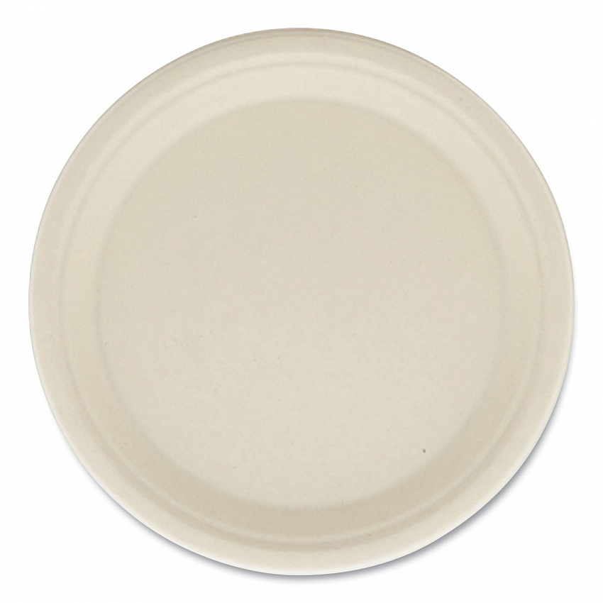 Bagasse PFAS-Free Dinnerware, Plate, Sugarcane, 10" dia, Tan, 500/Carton (PLATE10NPFA)
