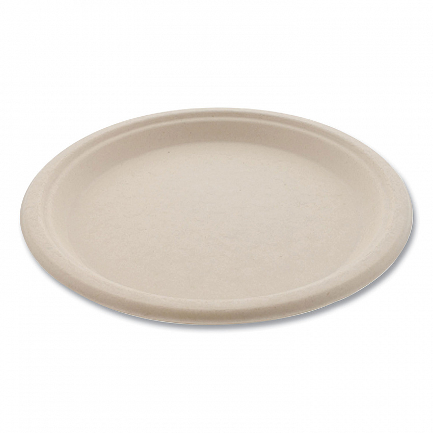 Bagasse PFAS-Free Dinnerware, Plate, Sugarcane, 10" dia, Tan, 500/Carton (PLATE10NPFA)
