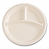 Bagasse PFAS-Free Dinnerware, 3-Compartment Plate, Sugarcane, 10