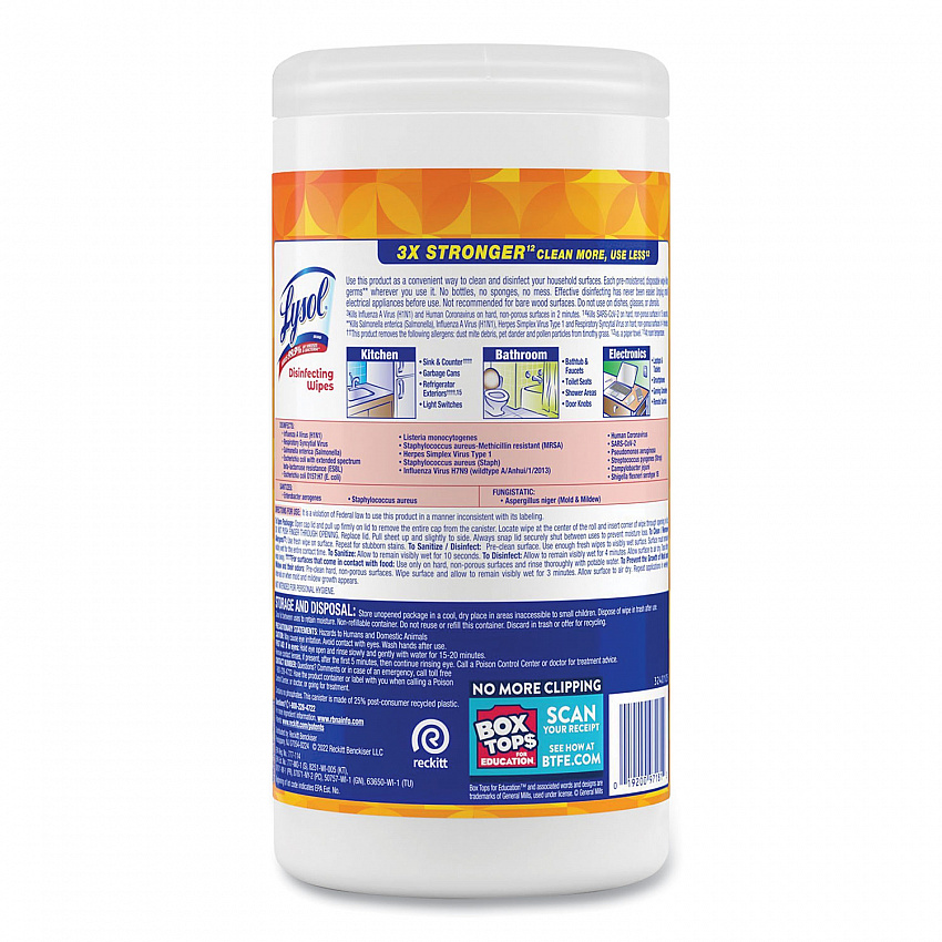 Disinfecting Wipes, 1-Ply, 7 x 7.25, Mango and Hibiscus, White, 80 Wipes/Canister, 6 Canisters/Carton (97181)