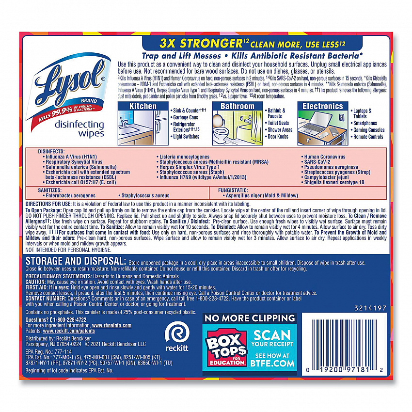 Disinfecting Wipes, 1-Ply, 7 x 7.25, Mango and Hibiscus, White, 80 Wipes/Canister, 6 Canisters/Carton (97181)