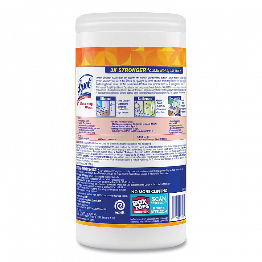 Disinfecting Wipes, 1-Ply, 7 x 7.25, Mango and Hibiscus, White, 80 Wipes/Canister (97181EA)