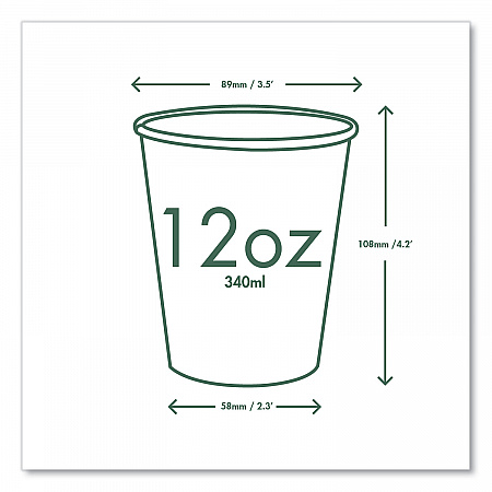 89-Series Hot Cup, 12 oz, Paper, White/Green, 1,000/Carton (LV12G)