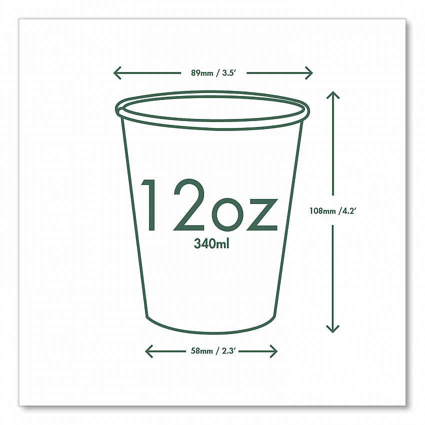 89-Series Hot Cup, 12 oz, Paper, White/Green, 1,000/Carton (LV12G)